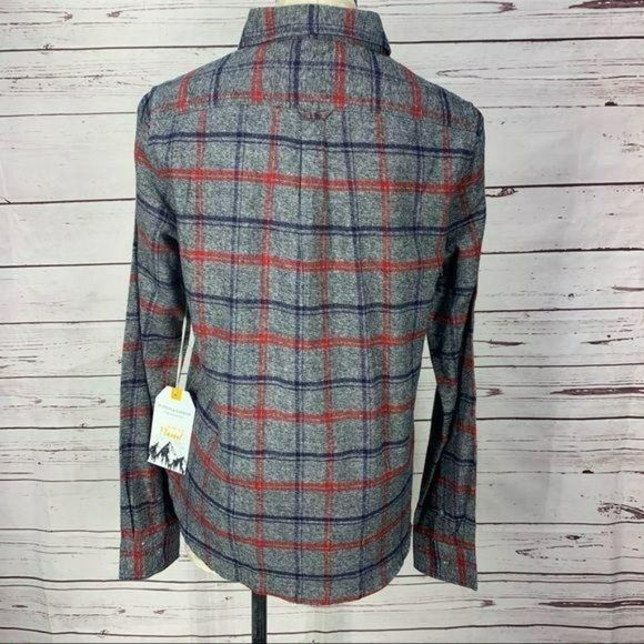 Hudson and Barrow Men's Gray Grindle Window Flannel Button Up Shirt Medium - Picture 3 of 8